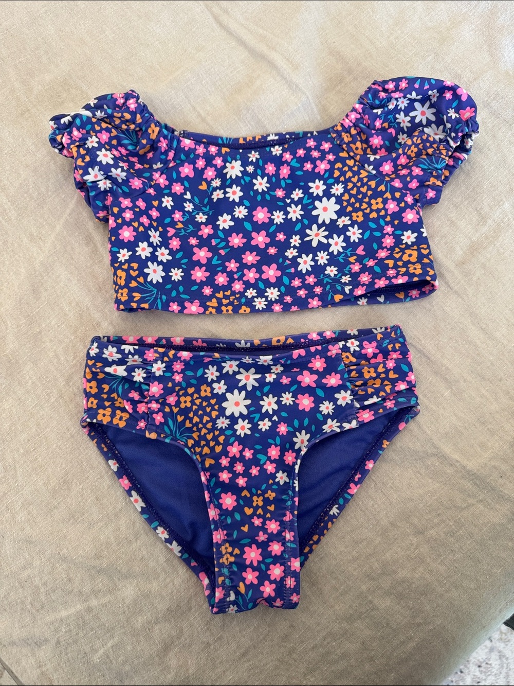 jumping beans Navy Floral Two-Piece Bikini - Pink White Orange